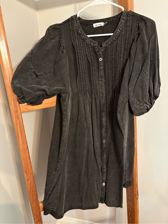 Day + Moon Dresses & Skirts - day + moon Black Pintuck Button-Front Women's Dress
